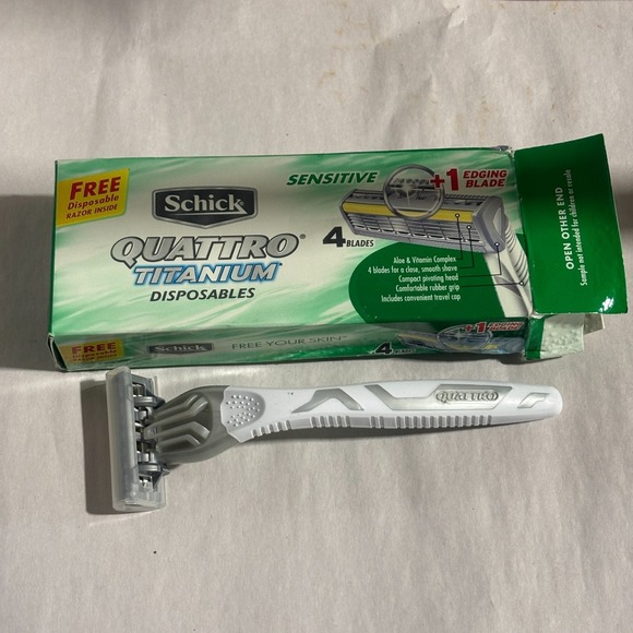 Schick Quattro Titanium Sensitive Disposable Razor +1 Edging Blade w/ Razor - Picture 3 of 4
